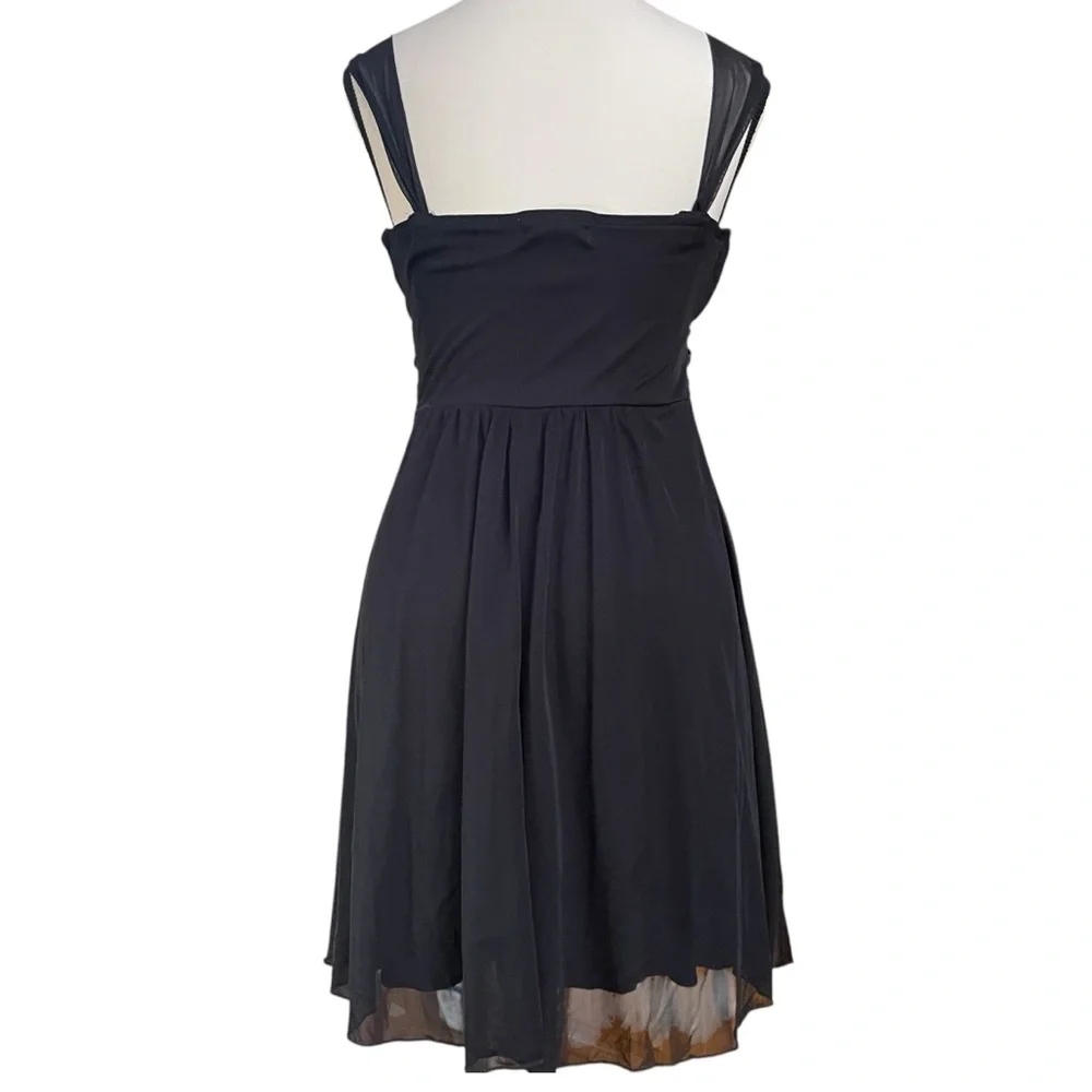 Trixxi Black Rosette Waist Chiffon Fit & Flare Party Mini Dress XS